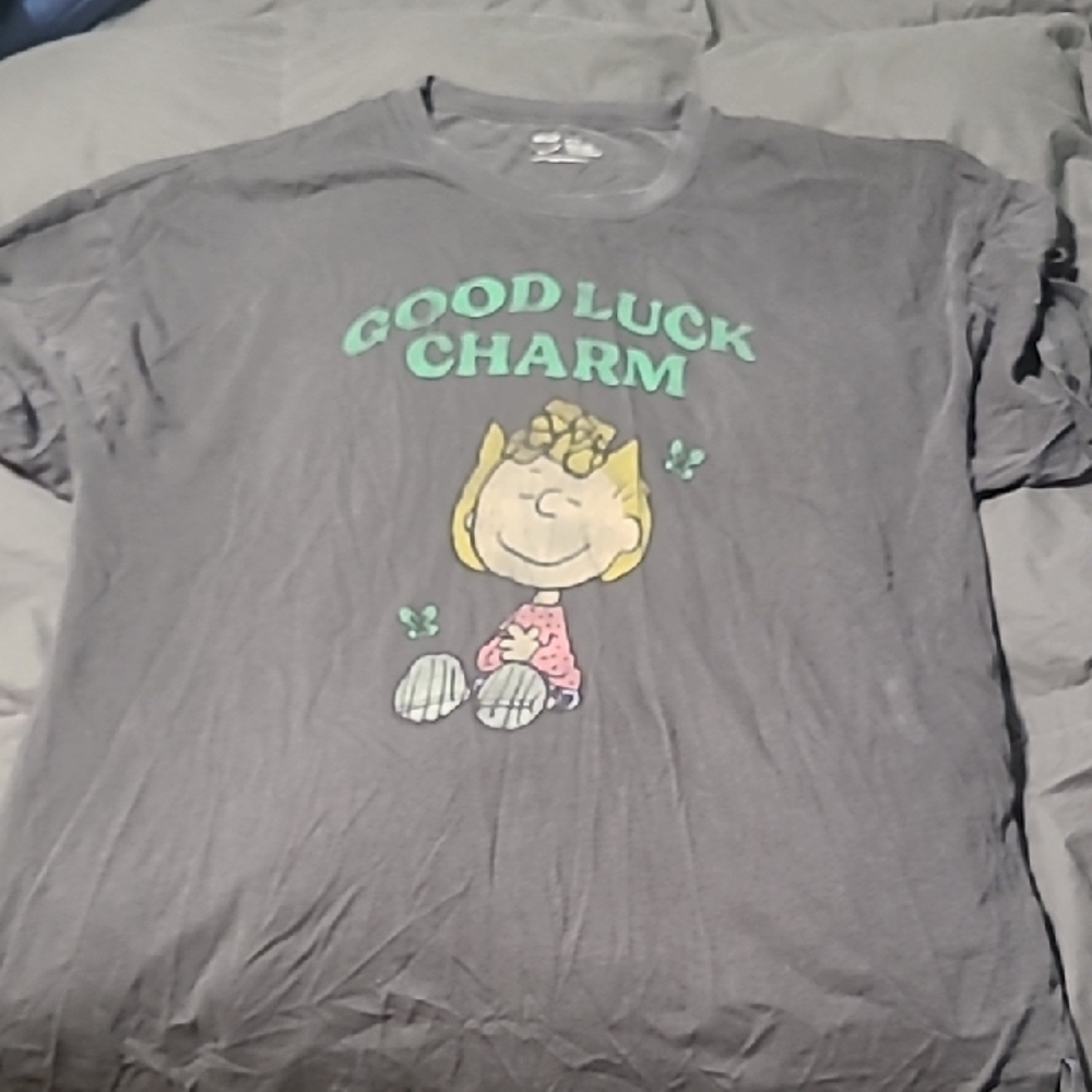 Aerie Gray Short Sleeve Tee with Peanuts Graphic